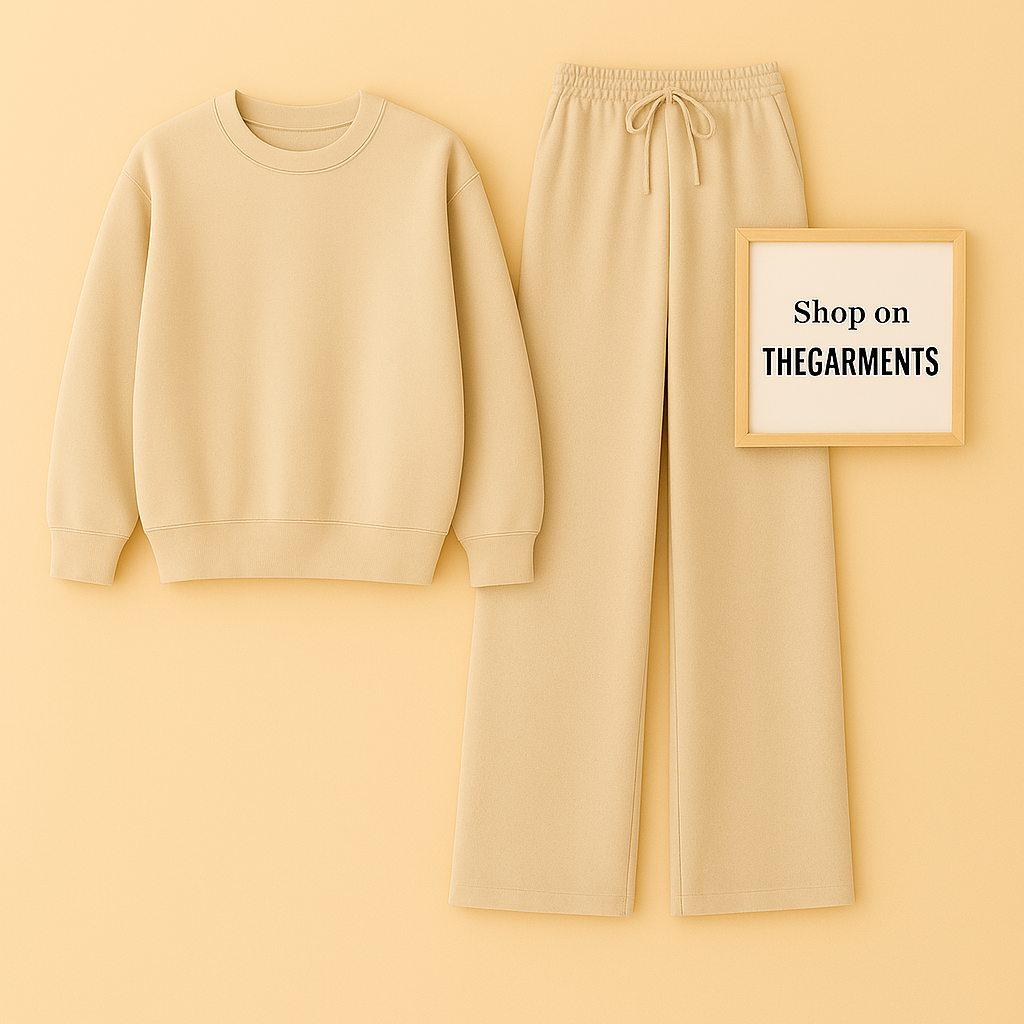 BEIGE SWEATSHIRT WITH BEIGE FLAPPER