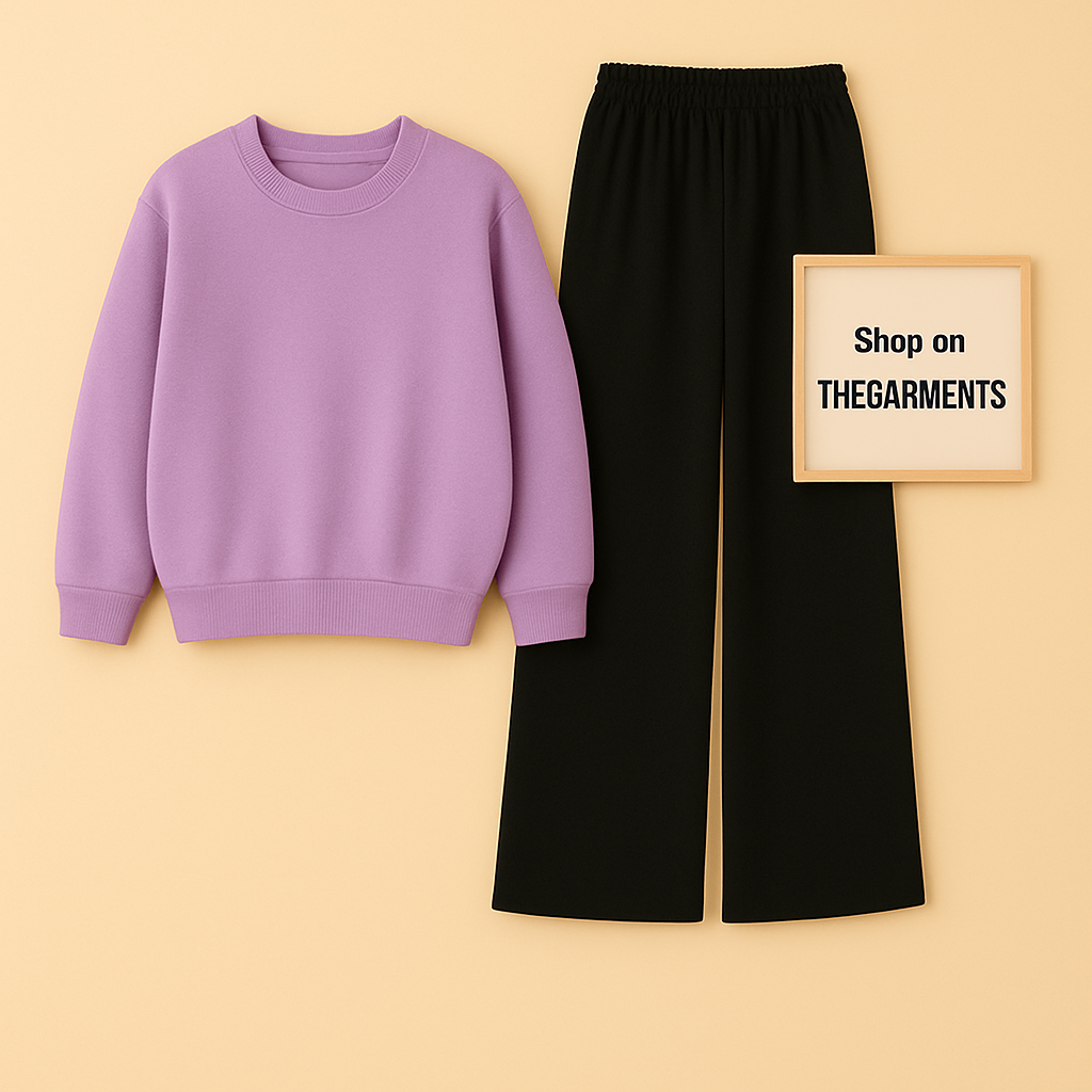 LILAC SWEATSHIRT WITH BLACK FLAPPER