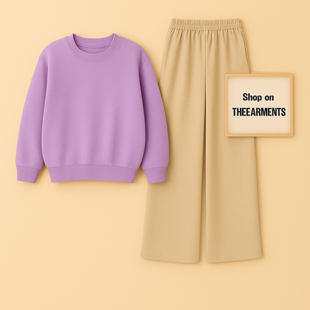 LILAC SWEATSHIRT WITH BEIGE FLAPPER