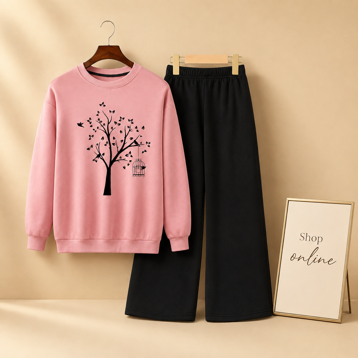 NEW TREE PINK SWEATSHIRT WITH FLAPPER