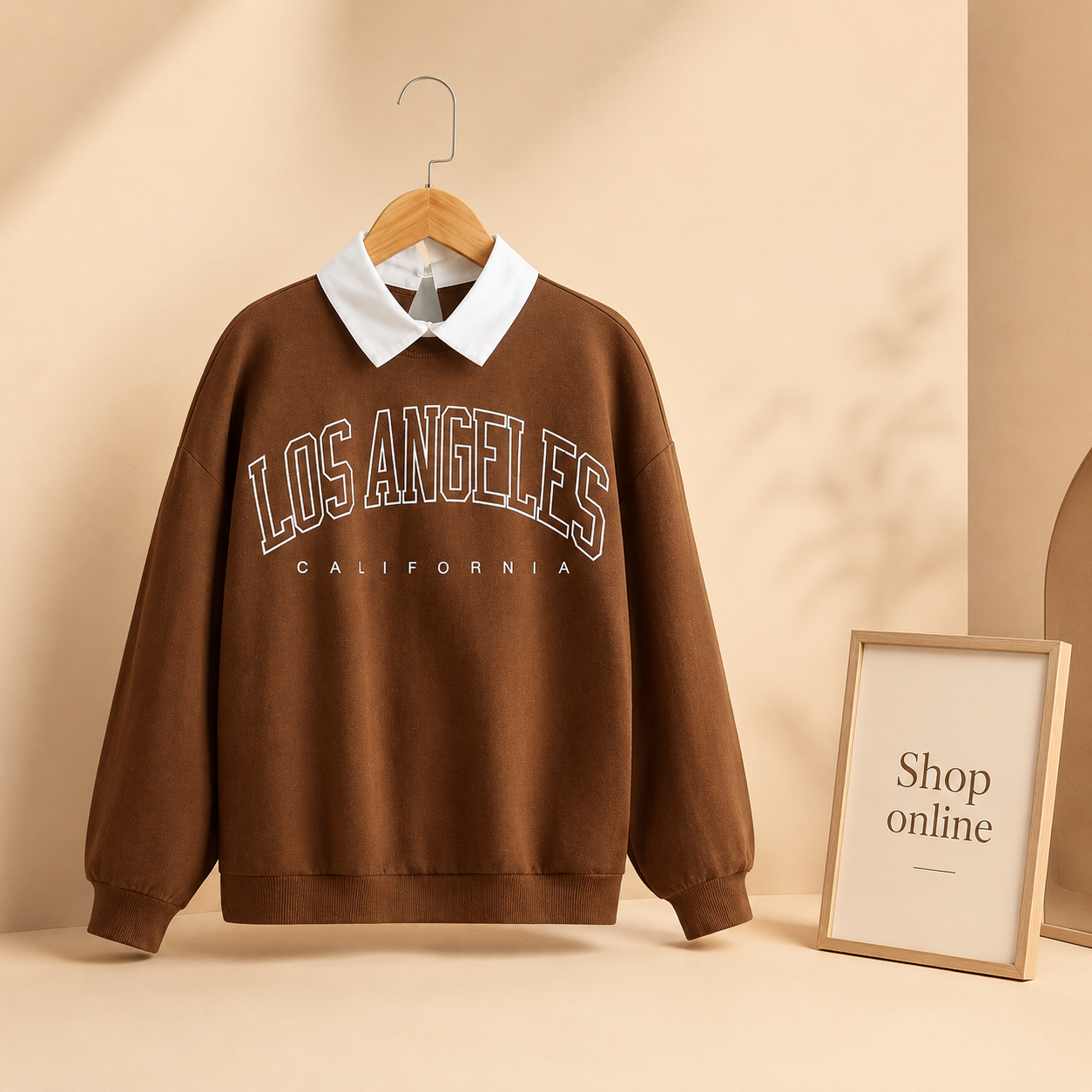 BROWN COLLAR SWEATSHIRT LOS ANGLES