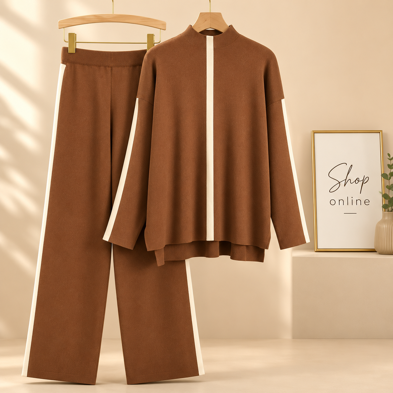 BROWN VERTICAL LINING TRACKSUIT