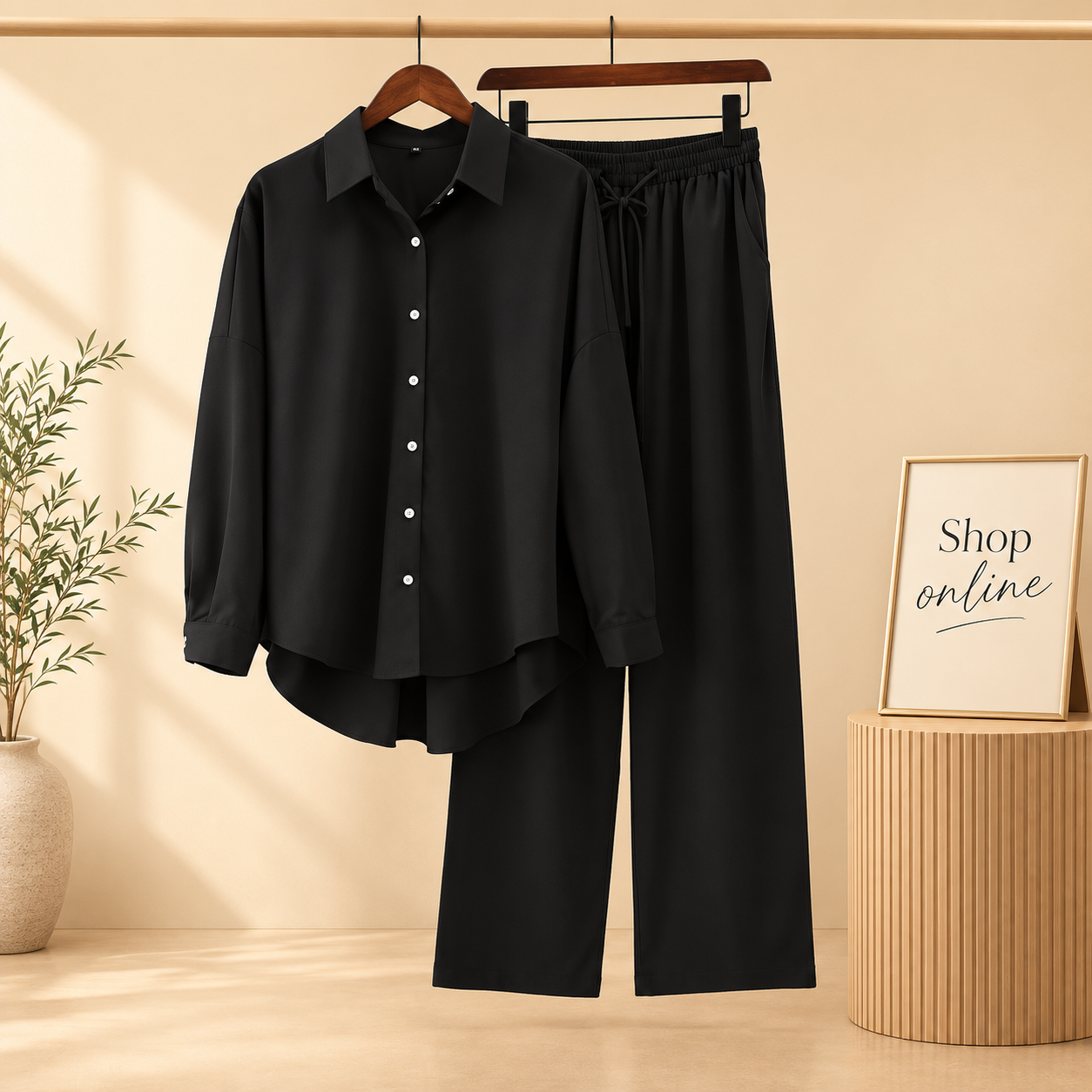 BLACK BUTTON COORD SET