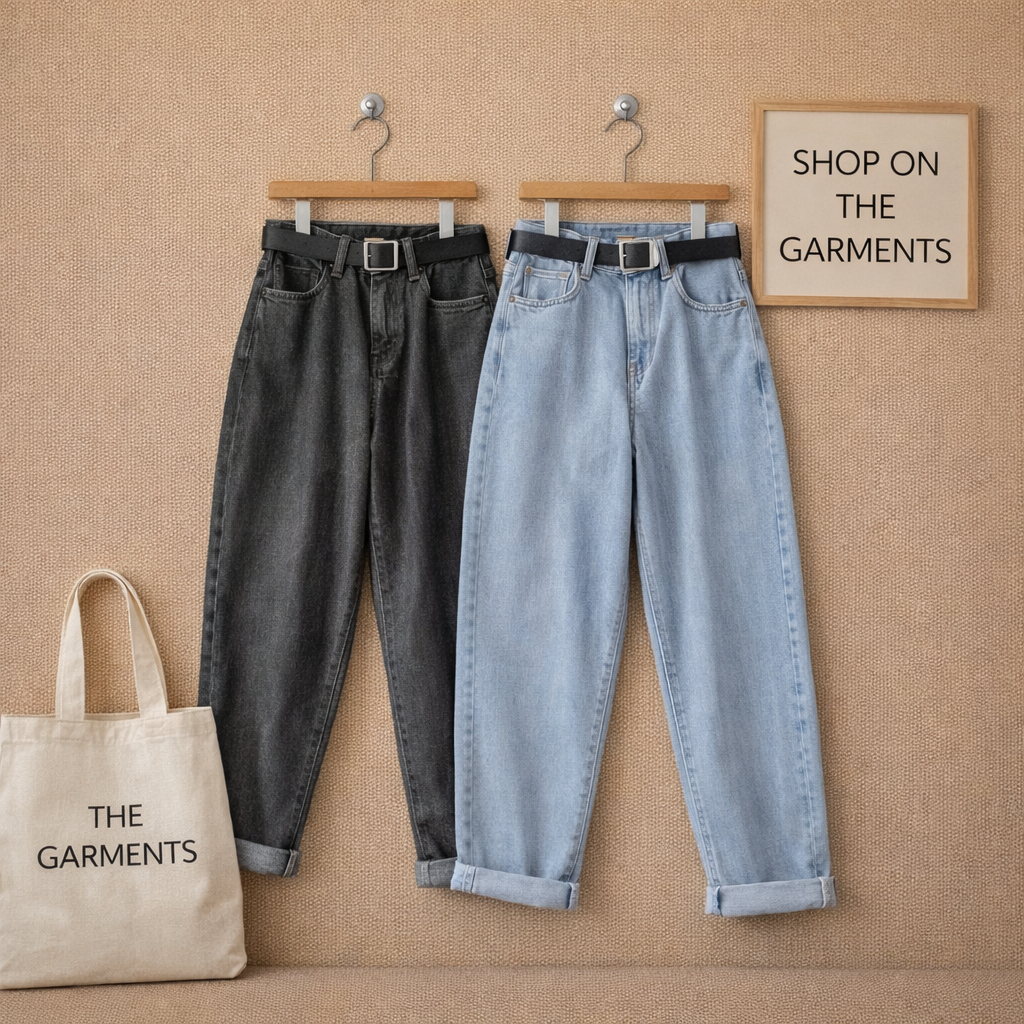 PACK OF 2 MOM JEANS ( CHARCOAL AND ICE BLUE)