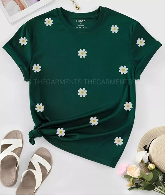 GREEN TSHIRT ( DAISY ALL OVER)