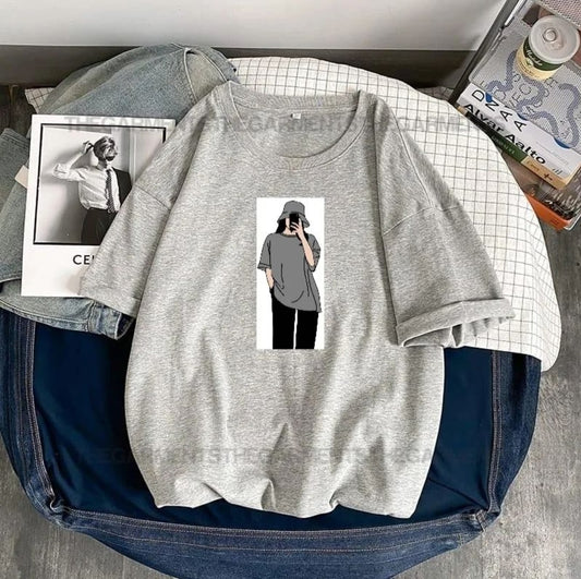 GREY T-SHIRT ( SELFIE GIRL)