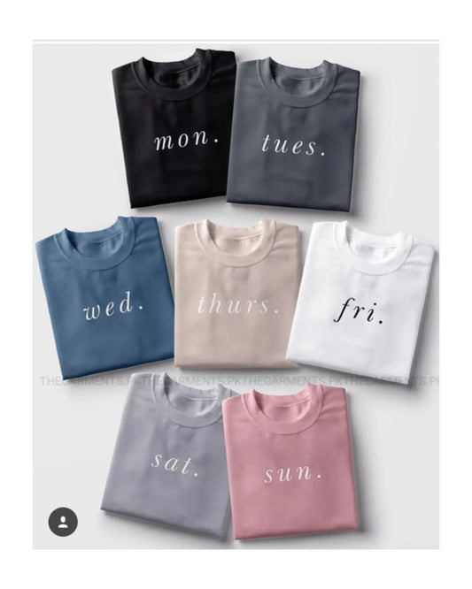 PACK OF 7 TSHIRTS( WEEKDAYS)