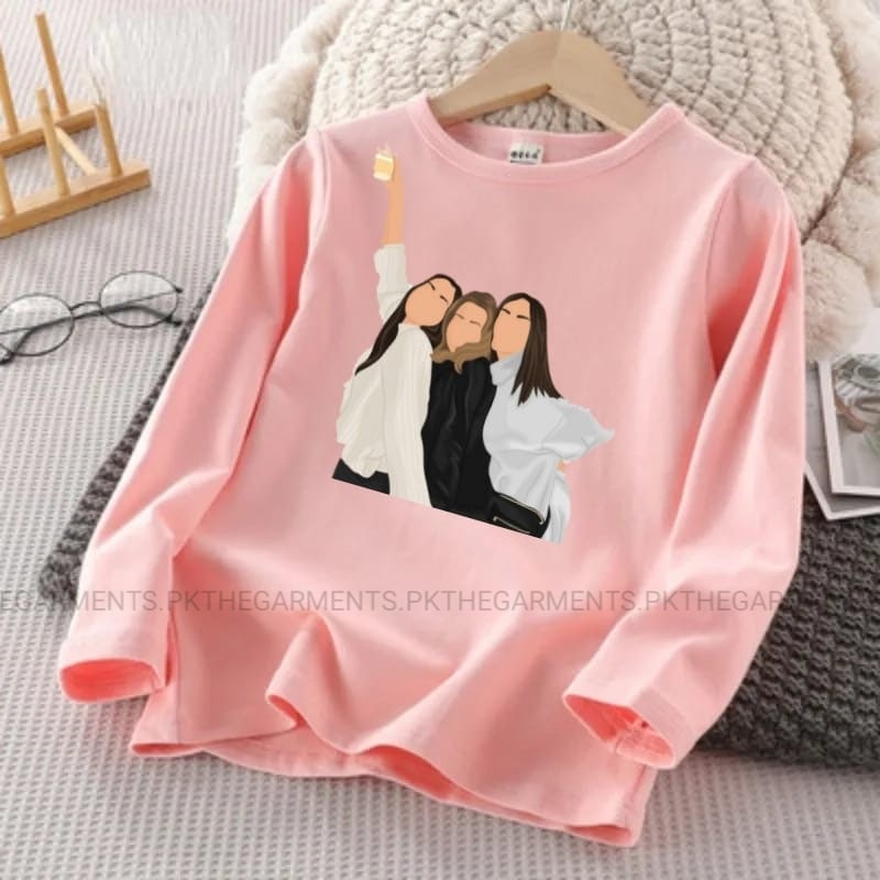 PINK FULL SLEEVES T-SHIRT ( 3 GIRLS)