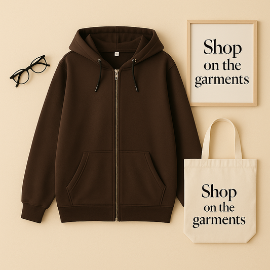 DARK BROWN ZIPPER HOODIE