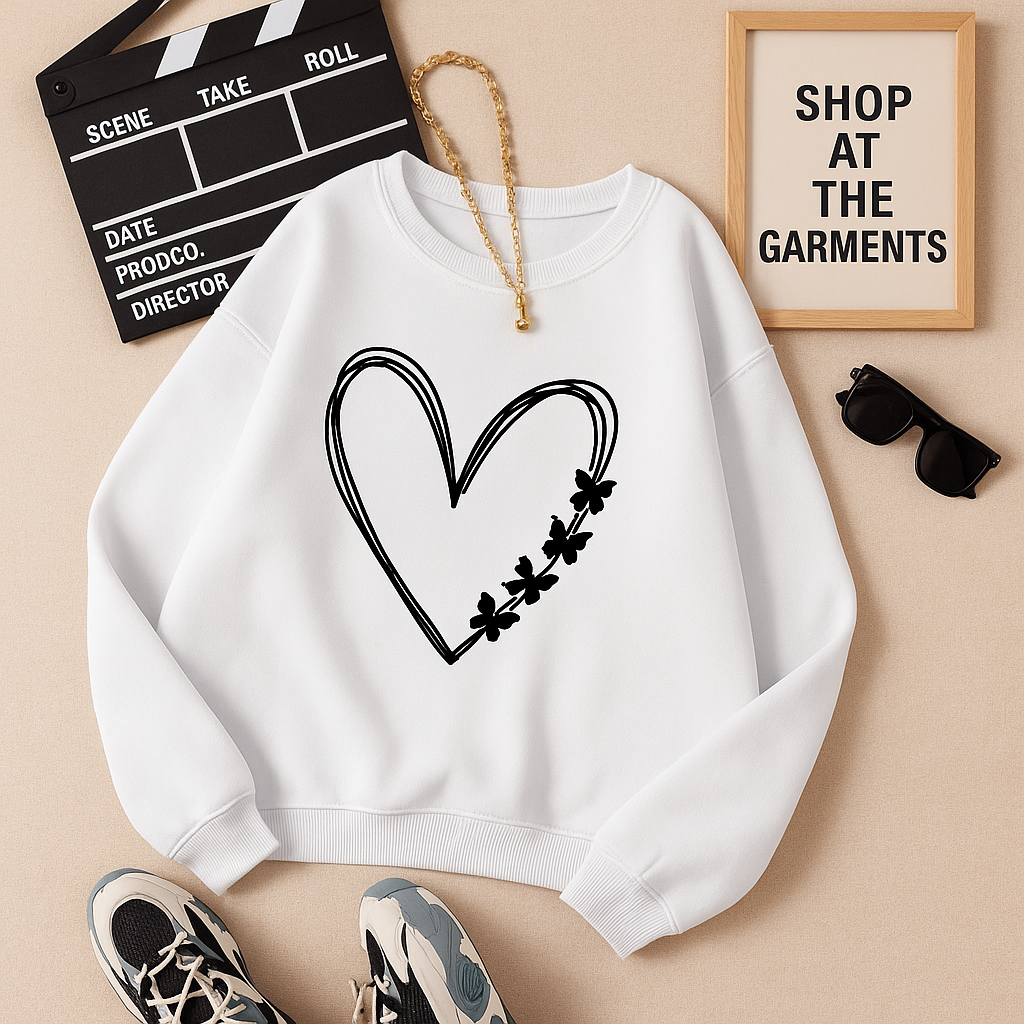 BUTTERFLY HEART WHITE SWEATSHIRT