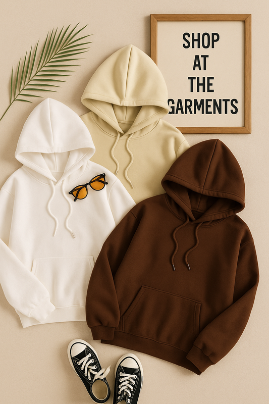 PACK OF 3 PLAIN HOODIES ( BEIGE ,WHITE,DARK BROWN)