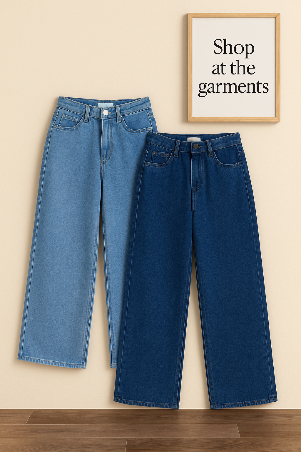 PACK OF 2 WIDE LEG JEANS ( DARK BLUE AND ICE BLUE)