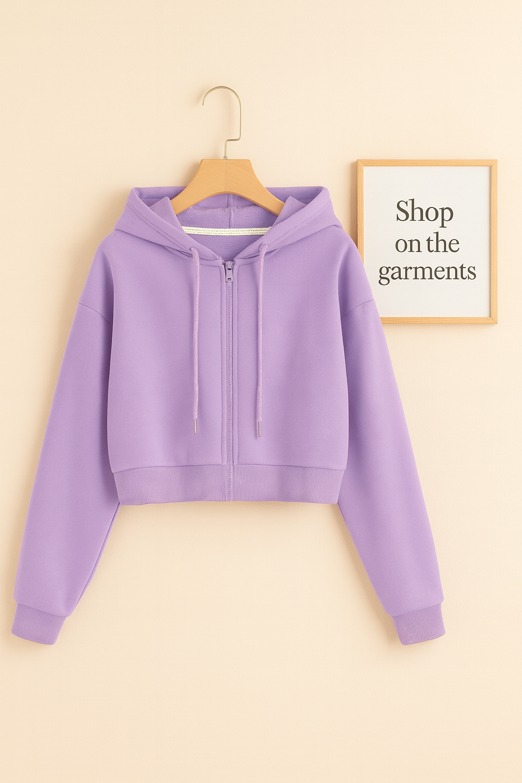 LILAC CROP ZIPPER HOODIE
