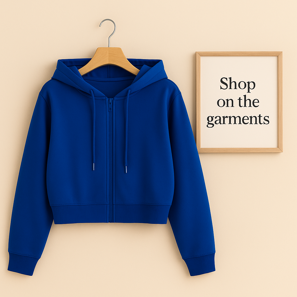 ROYAL BLUE CROP ZIPPER HOODIE