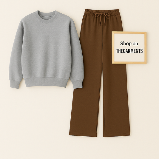 GREY SWEATSHIRT WITH BROWN FLAPPER