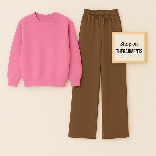 PINK SWEATSHIRT WITH BROWN FLAPPER