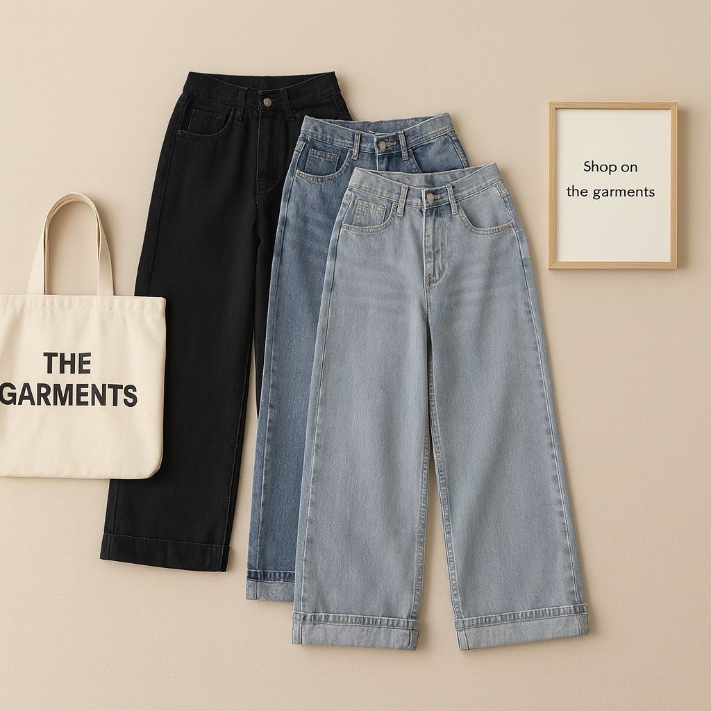 PACK OF 3 WIDE LEG JEANS ( BLACK DARK BLUE AND ICE BLUE )