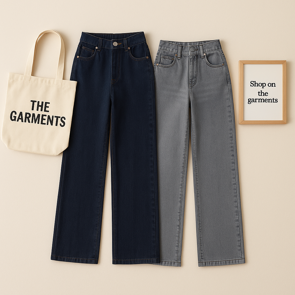 PACK OF 2 WIDE LEG JEANS ( DARK BLUE AND GREY )