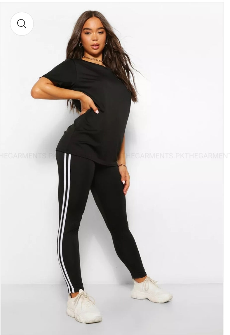 BLACK WHITE SIDE LINE TRACKSUIT