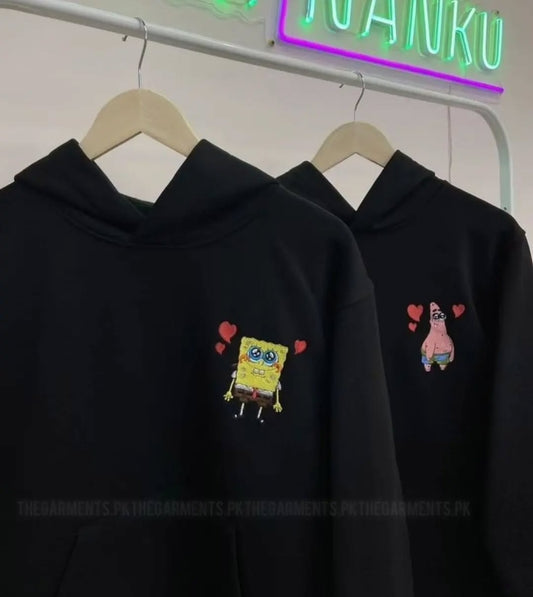 PACK OF COUPLE BLACK HOODIE (SPONGEBOB POCKET)