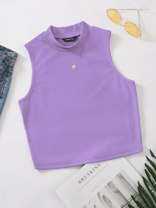 LILAC RIB KNIT TANKTOP