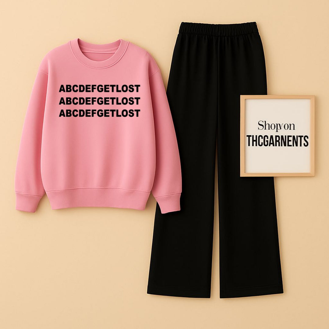 ABCD PINK SWEATSHIRT WITH BLACK FLAPPER