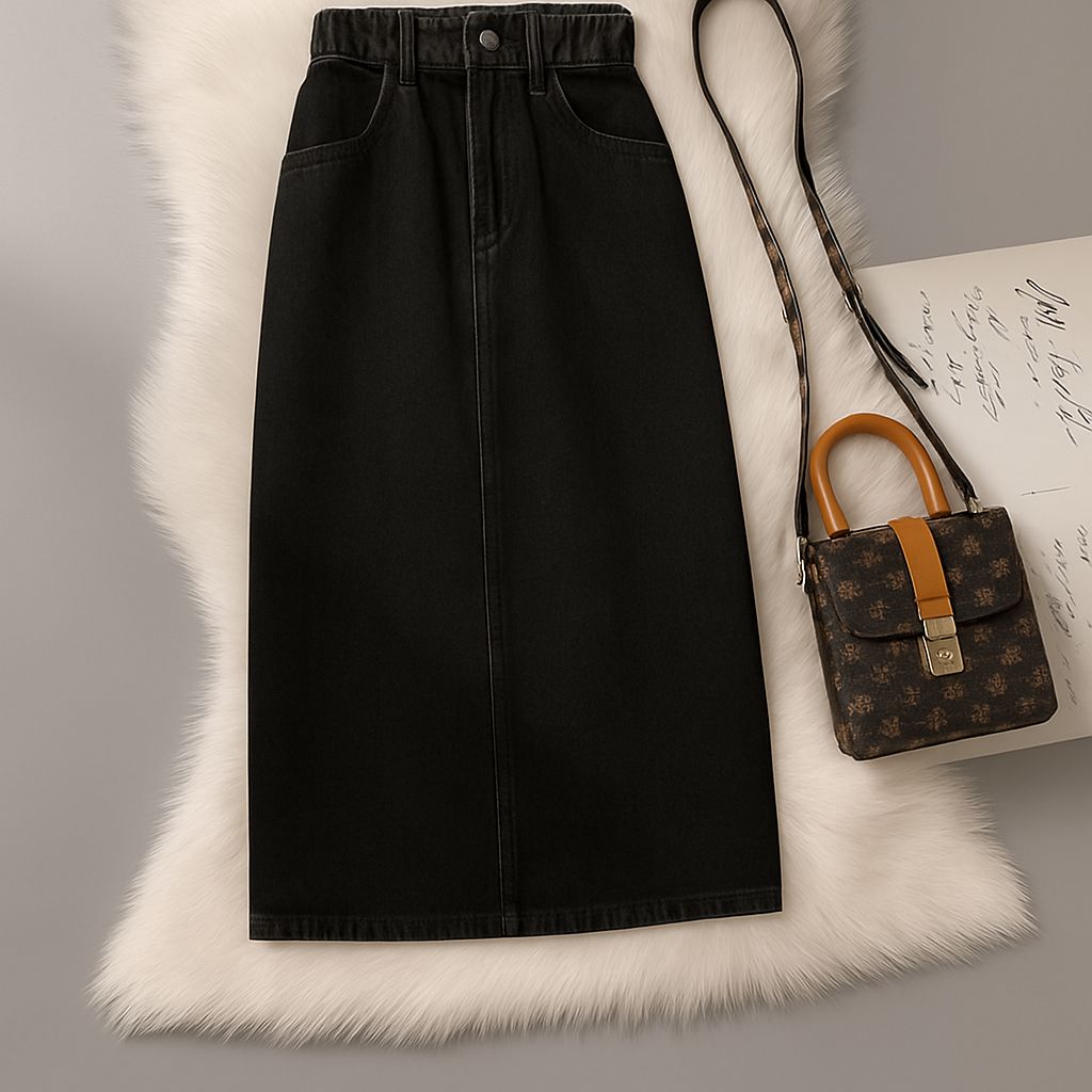 BLACK DENIM SKIRT