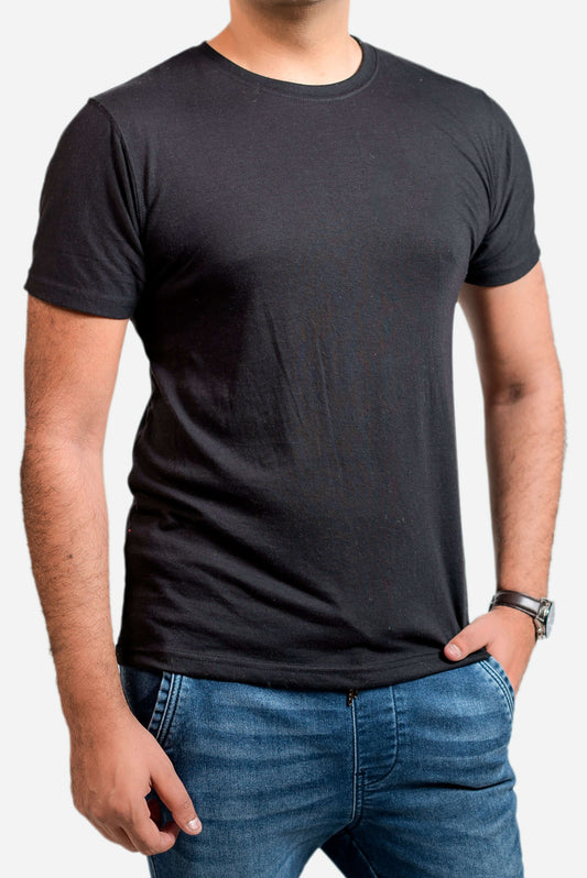 Crew Neck Short Sleeve Tee - Black // Men - teehoodie.co