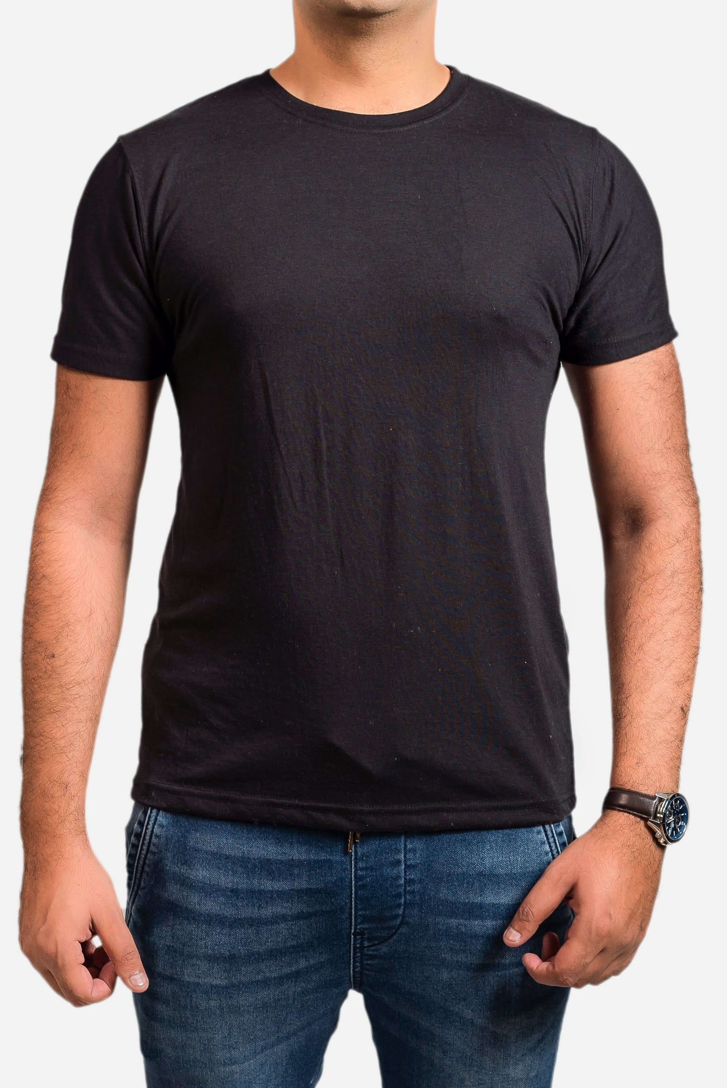 Crew Neck Short Sleeve Tee - Black // Men - teehoodie.co