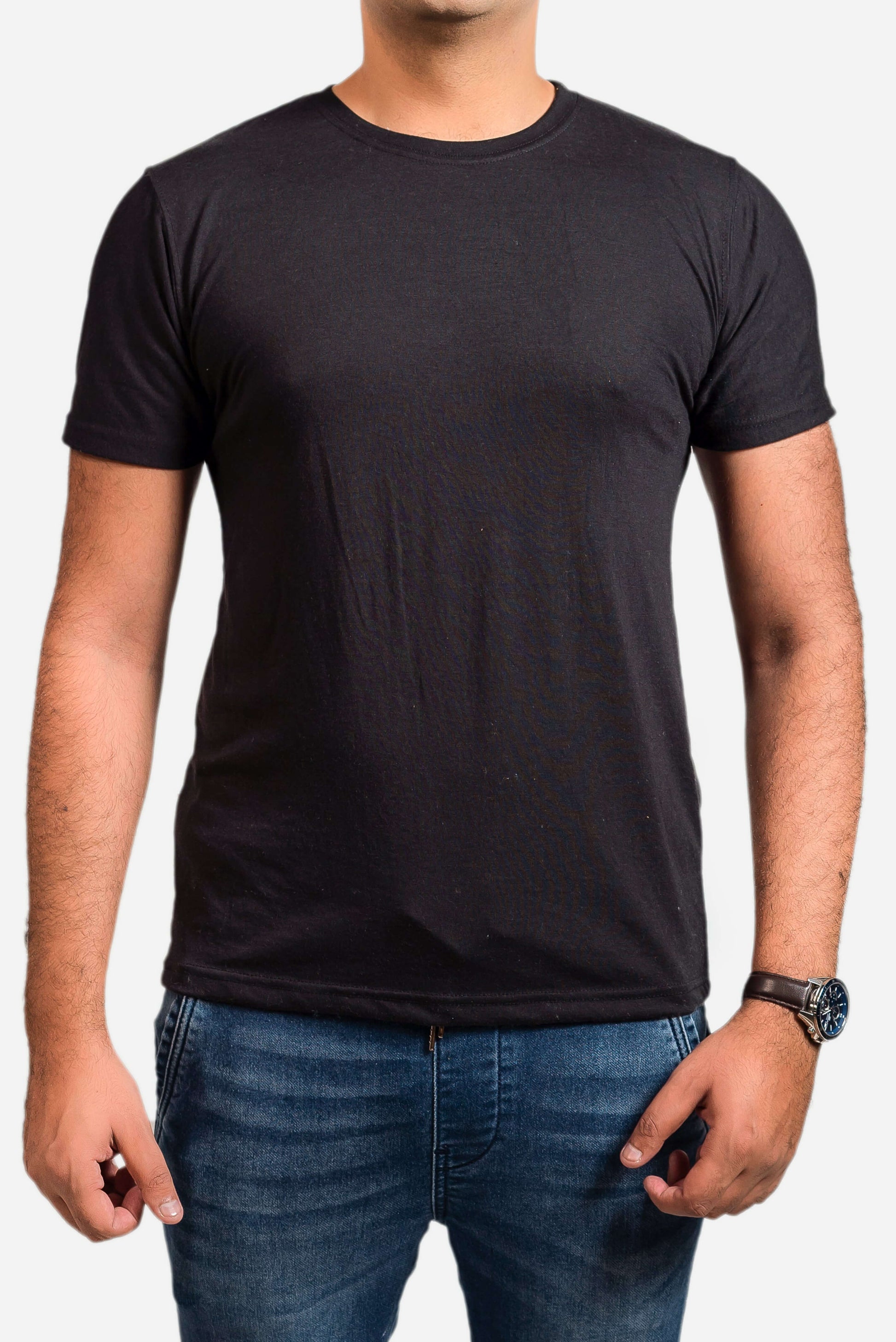 Crew Neck Short Sleeve Tee - Black // Men - teehoodie.co