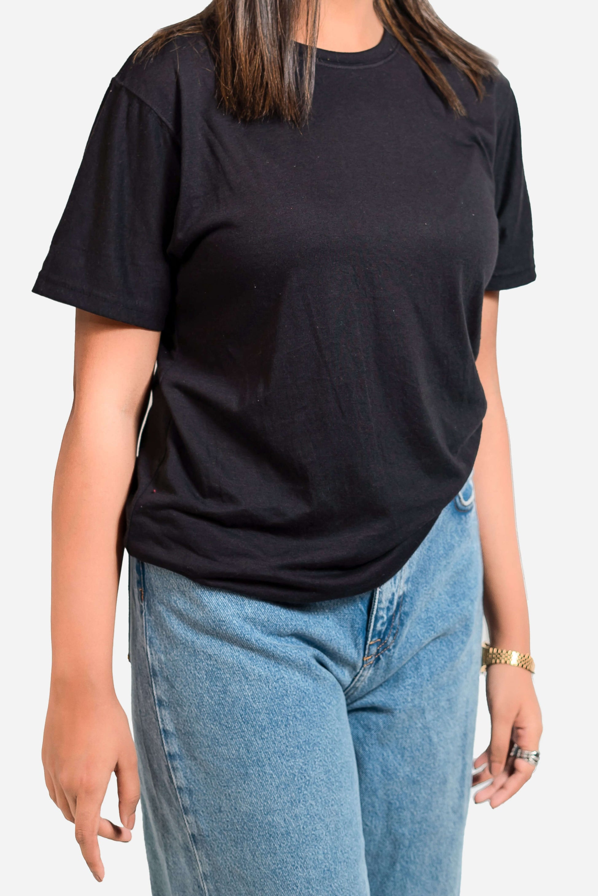 Crew Neck Short Sleeve Tee - Black // Women - teehoodie.co