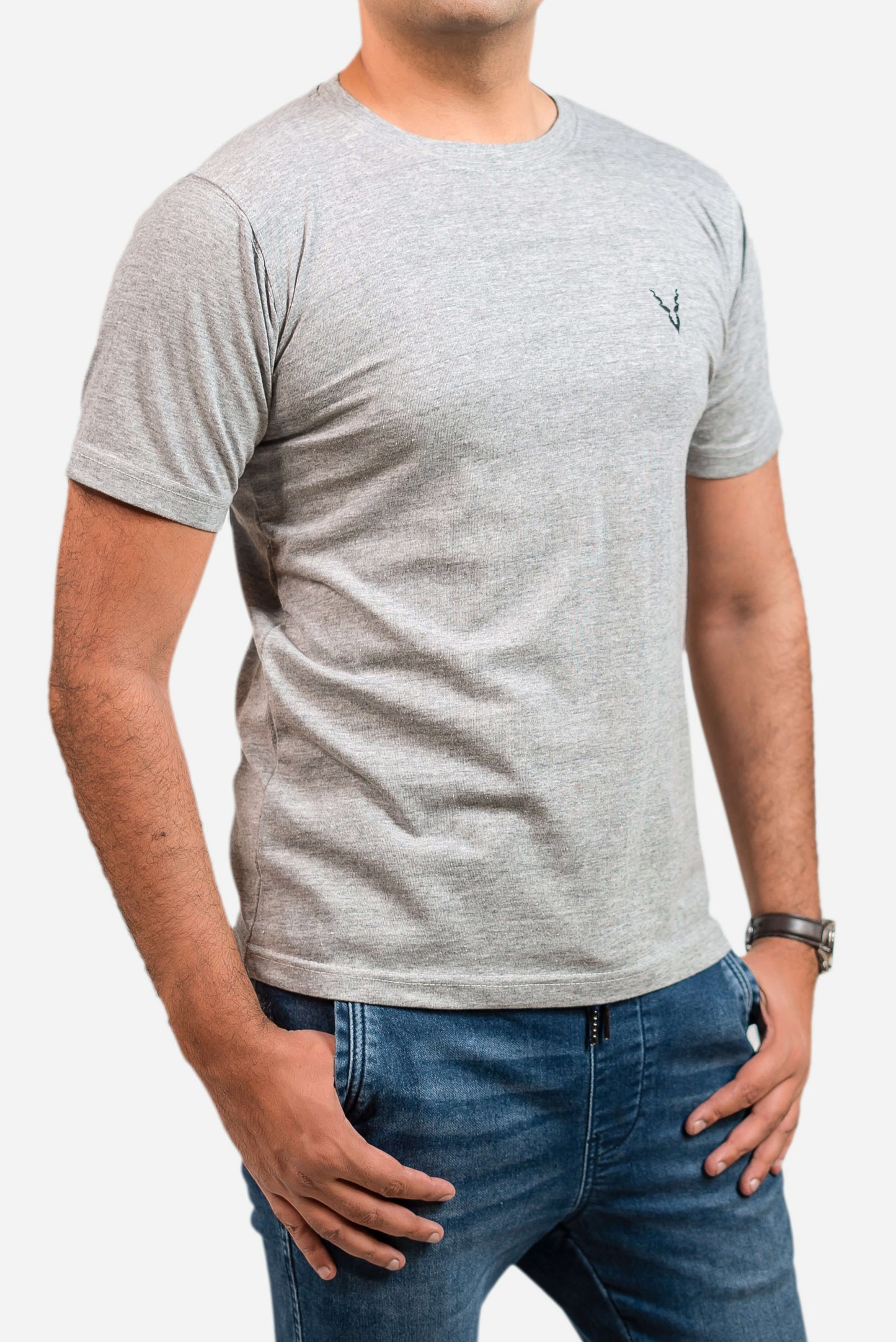 Crew Neck Short Sleeve Tee - Grey // Men - teehoodie.co