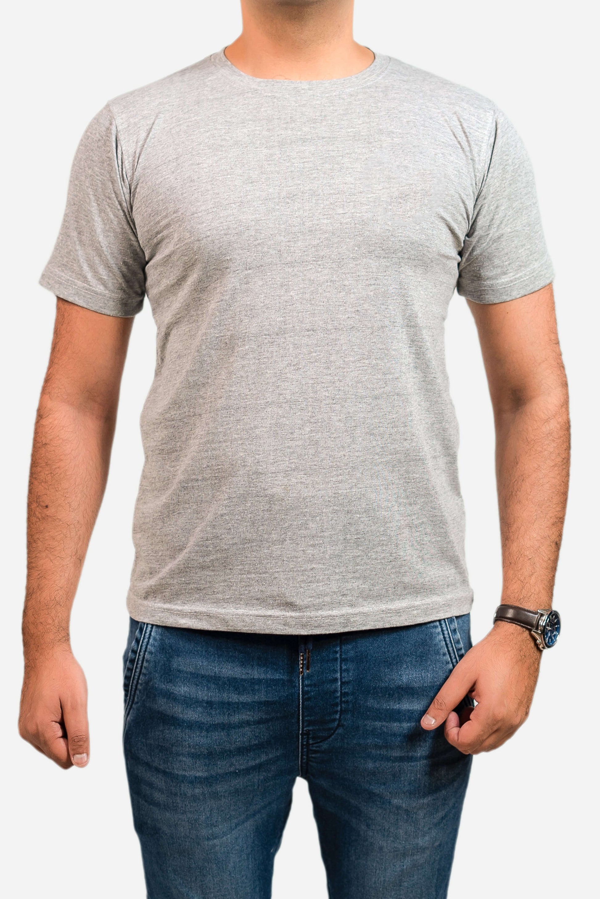 Crew Neck Short Sleeve Tee - Grey // Men - teehoodie.co
