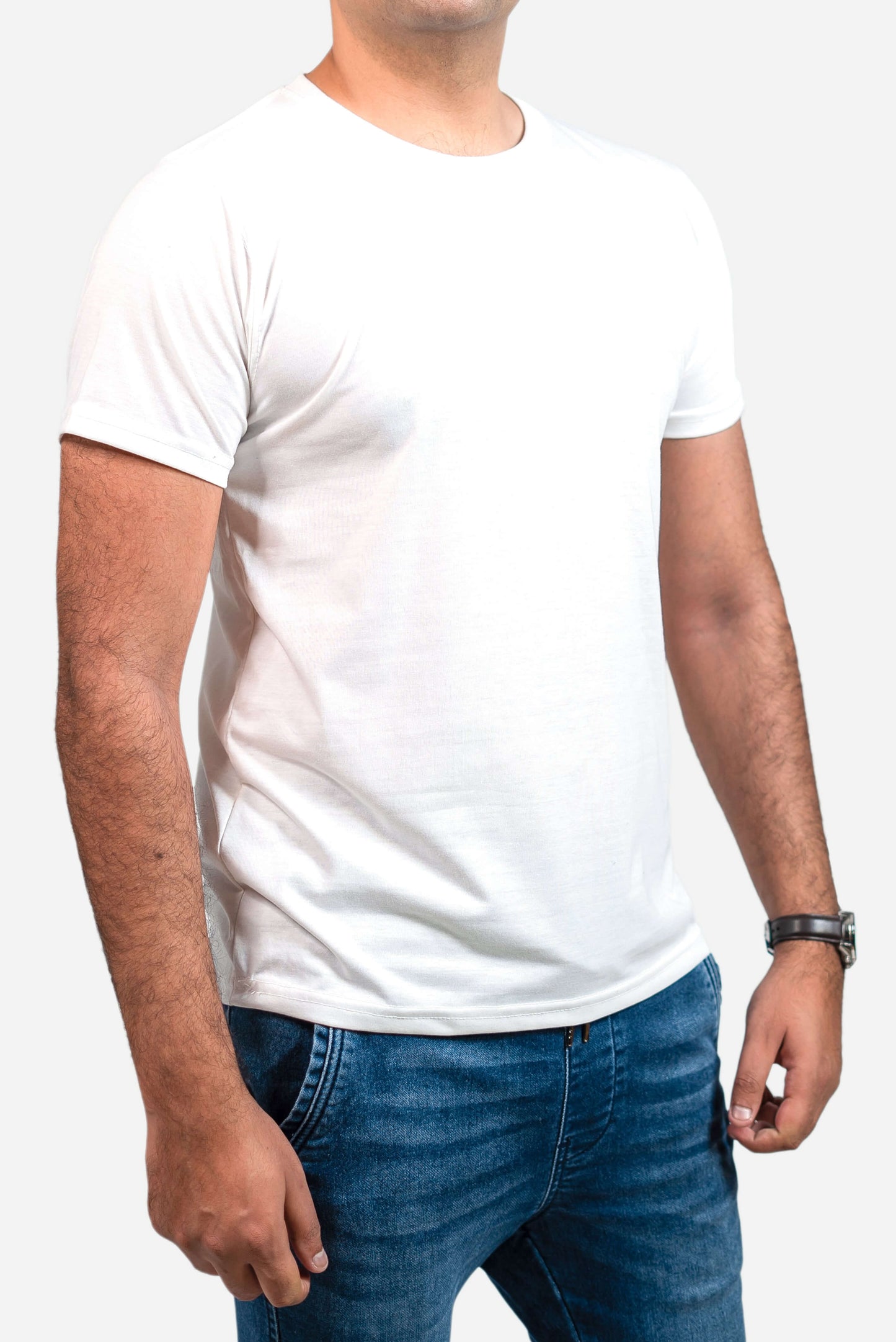 Crew Neck Short Sleeve Tee - White // Men - teehoodie.co