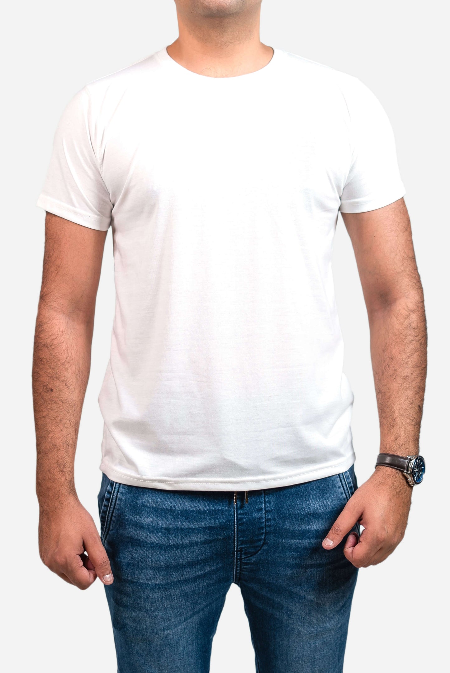 Crew Neck Short Sleeve Tee - White // Men - teehoodie.co