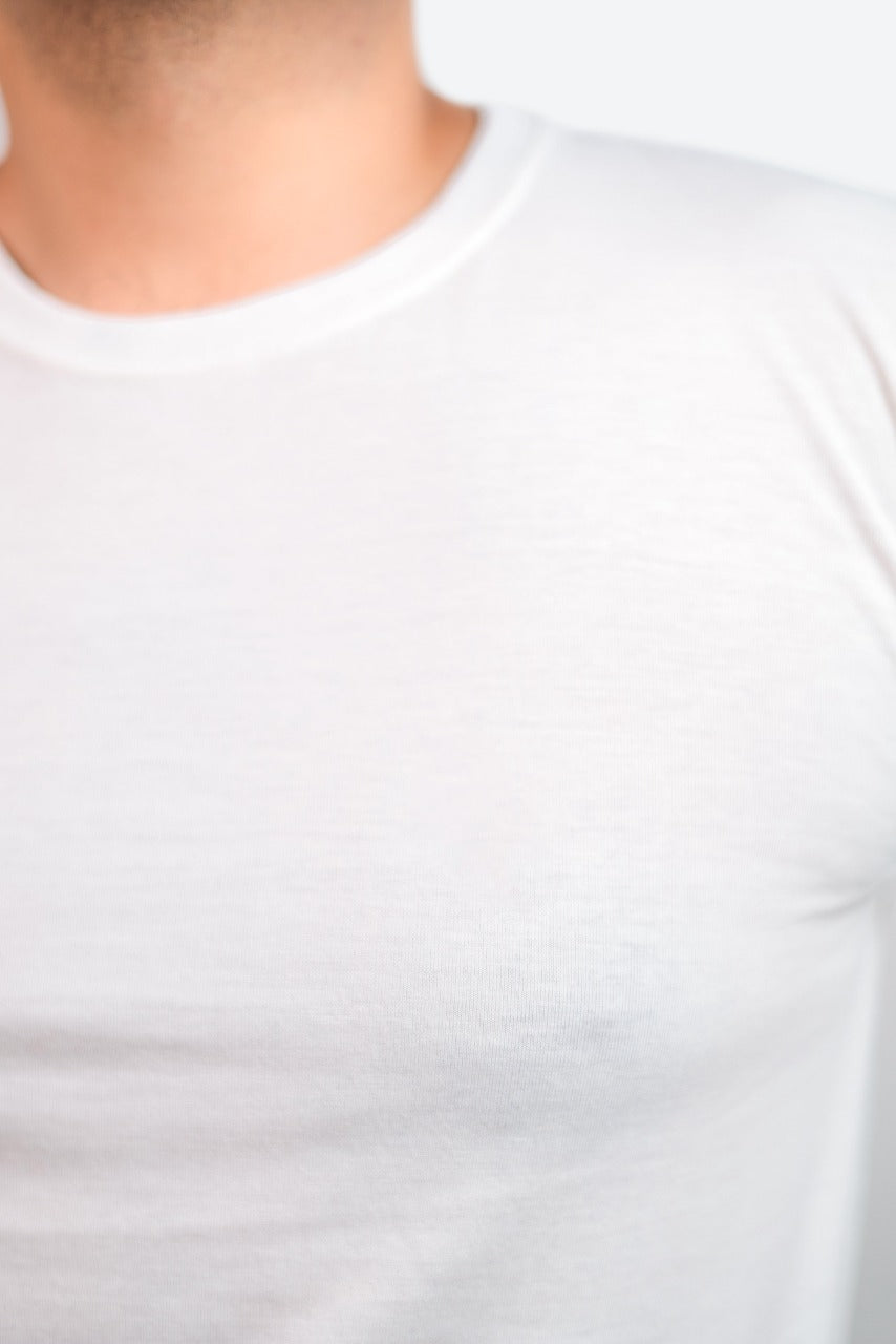 Crew Neck Short Sleeve Tee - White // Men - teehoodie.co