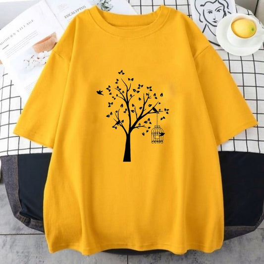 YELLOW TEE WITH TREE PRINTED - teehoodie.co
