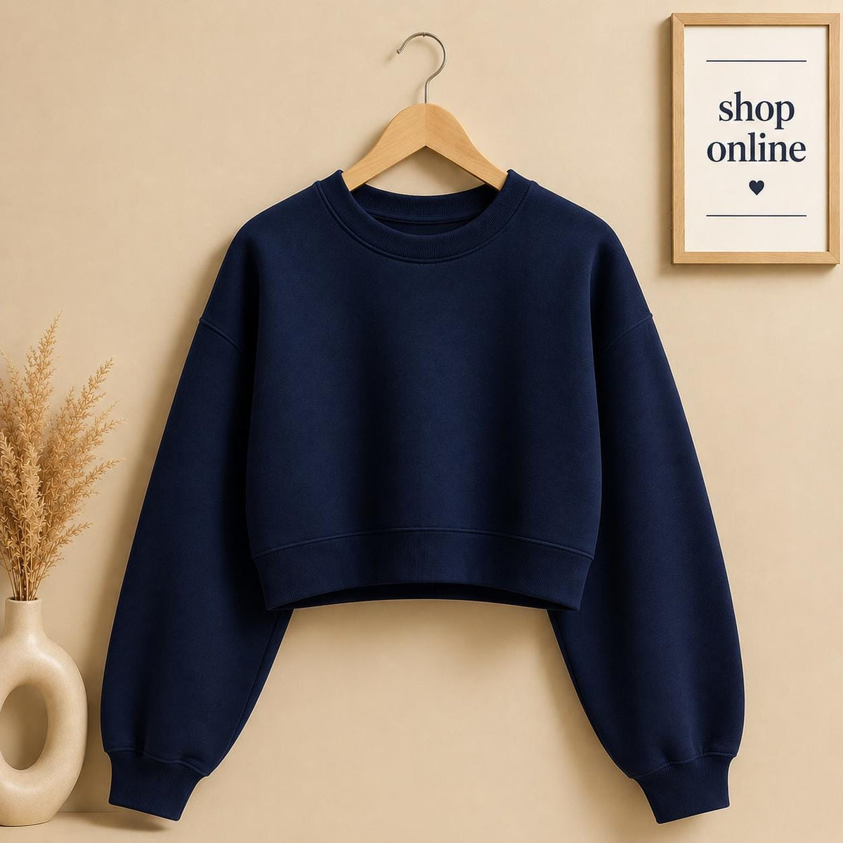NAVY BLUE CROP SWEATSHIRT