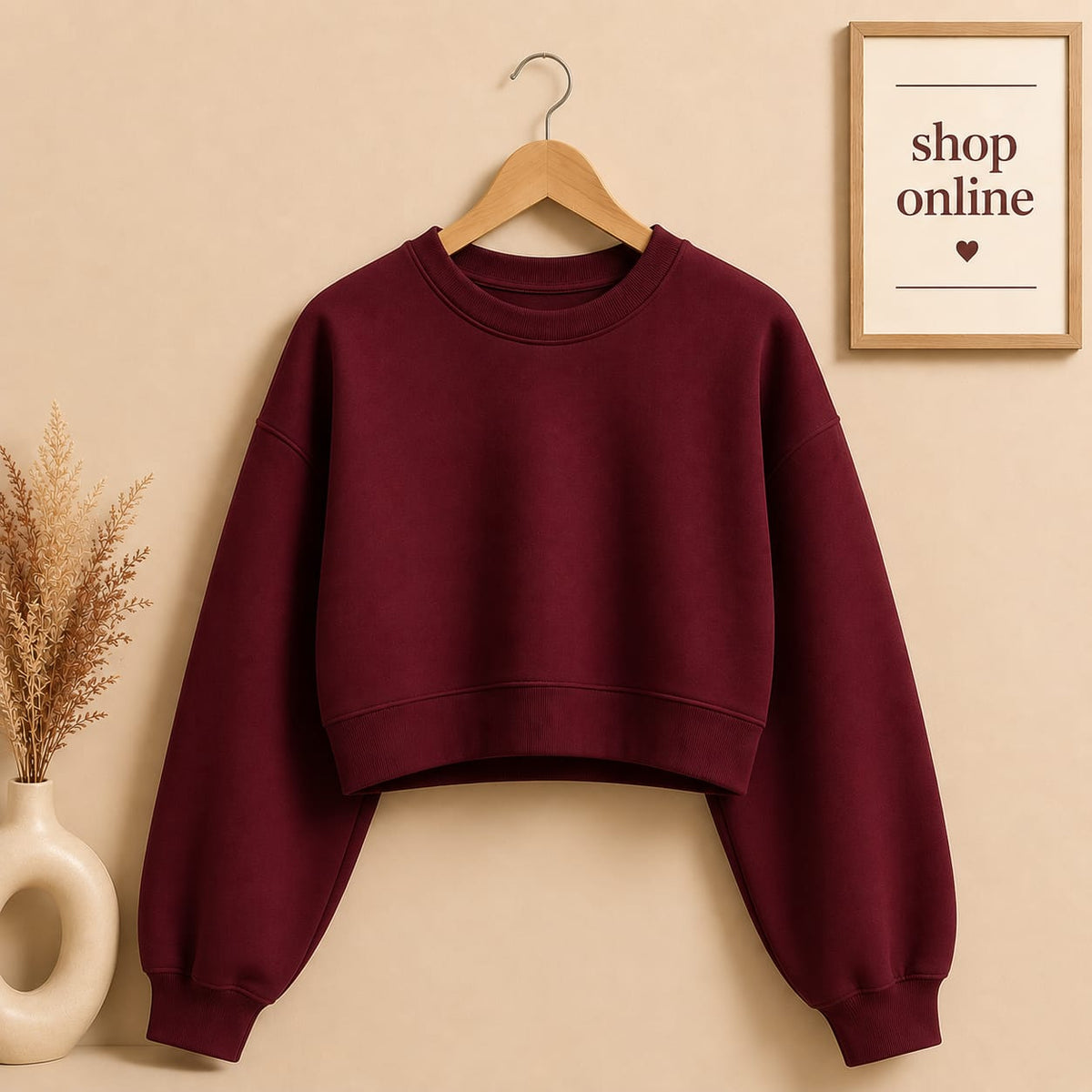 MAROON CROP SWEATSHIRT