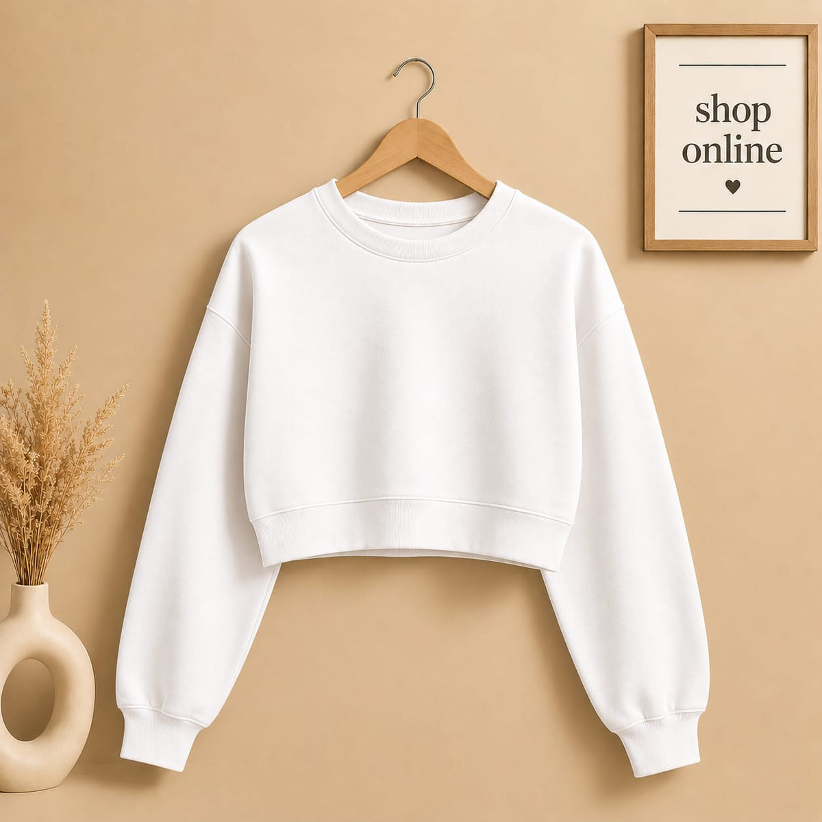 WHITE CROP SWEATSHIRT