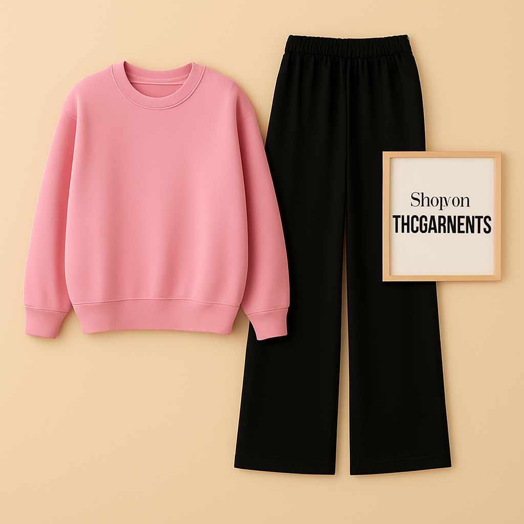 PINK SWEATSHIRT WITH BLACK FLAPPER