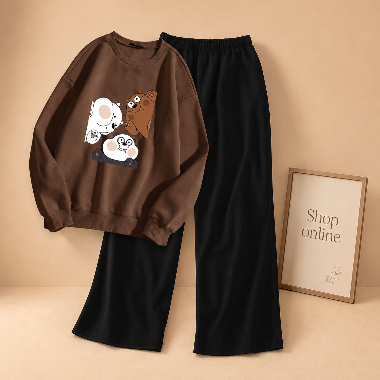 BOX BEAR BROWN SWEATSHIRT WITH FLAPPER