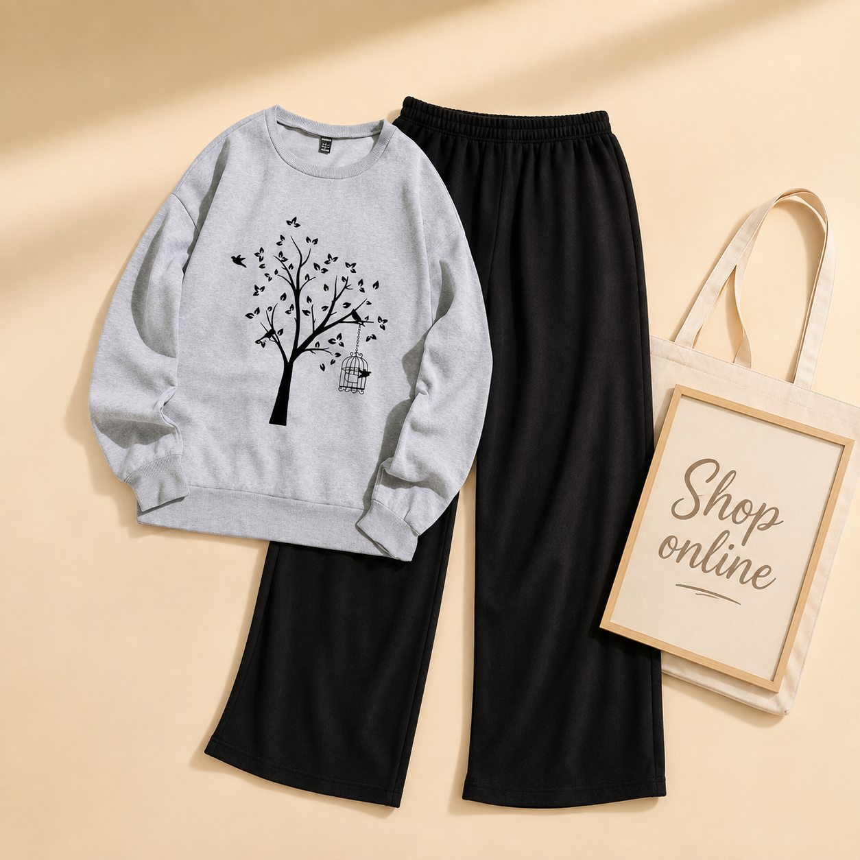 NEW TREE GREY SWEATSHIRT WITH FLAPPER