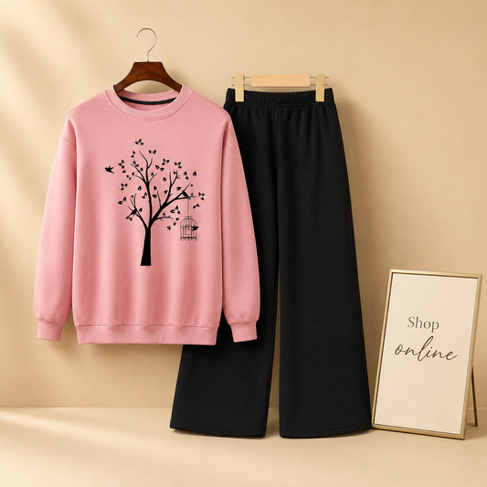 NEW TREE PINK SWEATSHIRT WITH BLACK FLAPPER