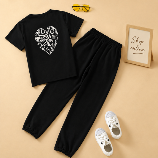 BLACK SUGAR VANILLA TEE WITH BLACK TROUSER