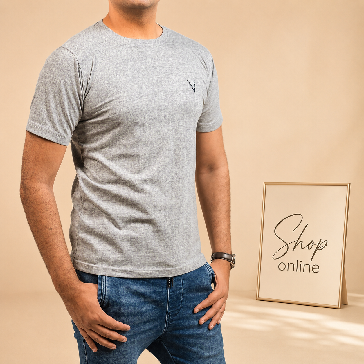 Crew Neck Short Sleeve Tee - Grey // Men