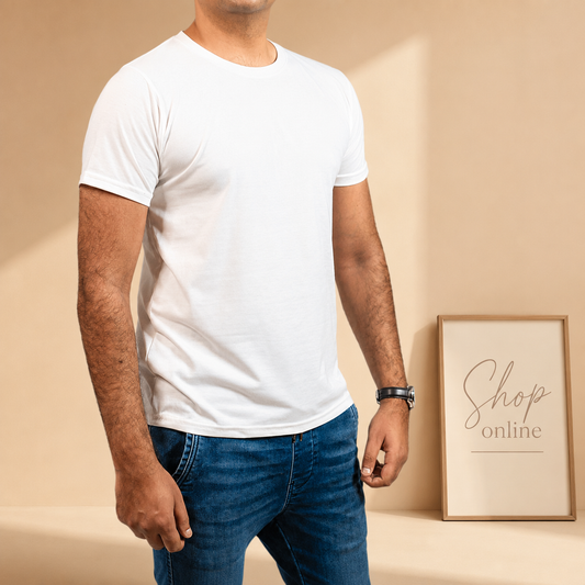 Crew Neck Short Sleeve Tee - White // Men