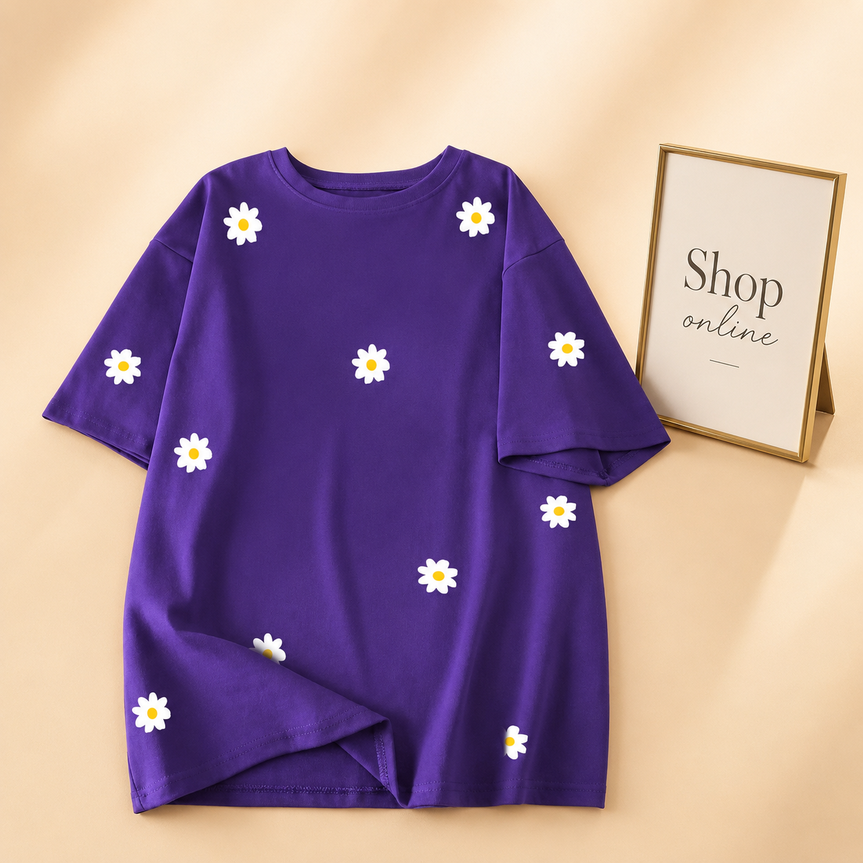 PURPLE T-SHIRT ( DAISY ALL OVER)