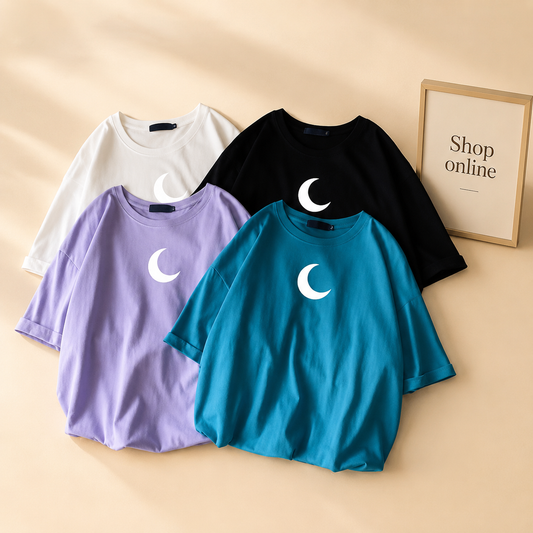 WHITE MOON IN CENTRE TSHIRT