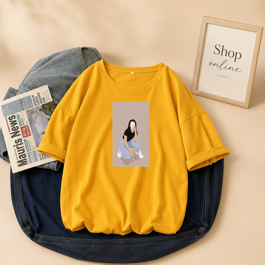 MUSTARD T-SHIRT ( SITTING GIRL)